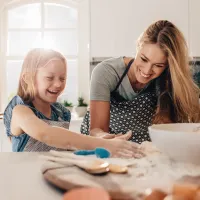 mother and daughter baking