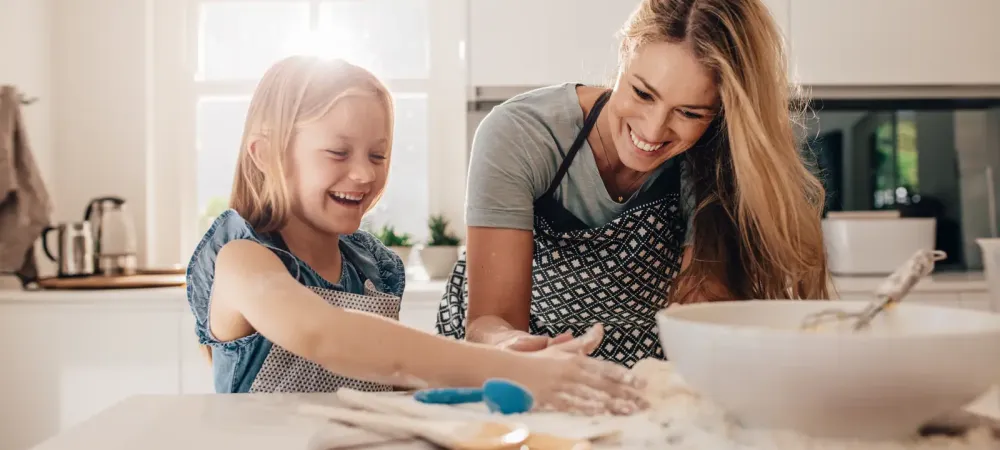 mother and daughter baking